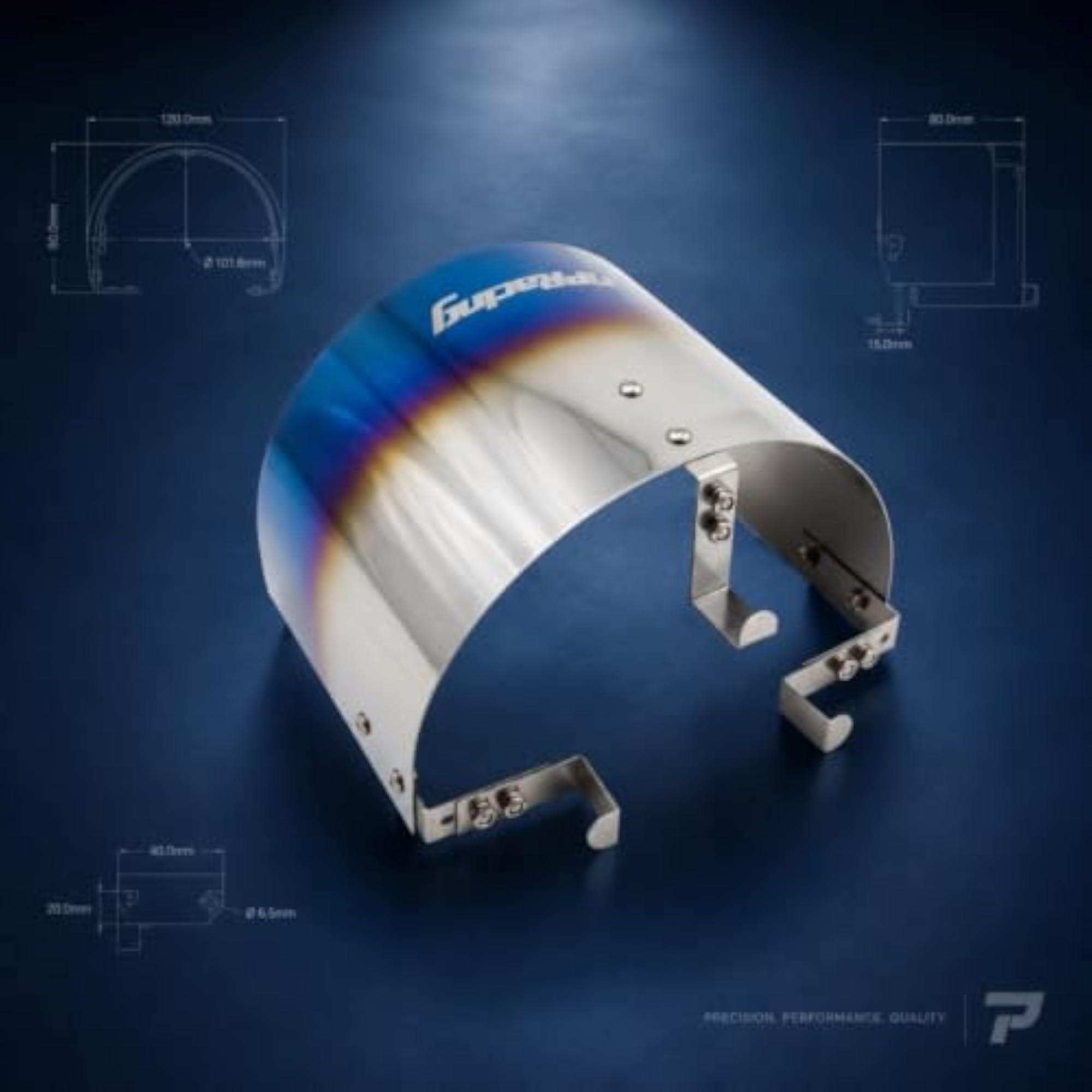 Titanium-Plated Car Intake Heat Guard Baked-Blue Finish